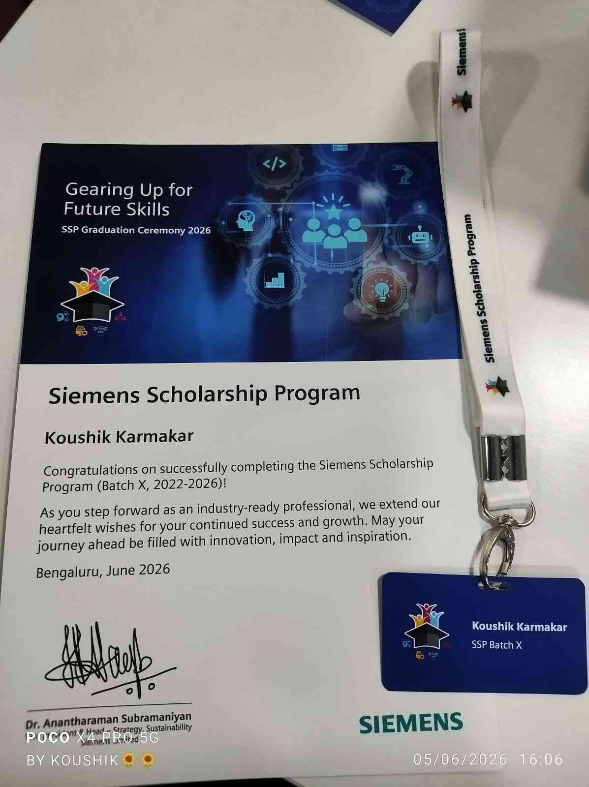 Final-Year Mechanical Engineering Student Earns Prestigious SSP Best Student Award